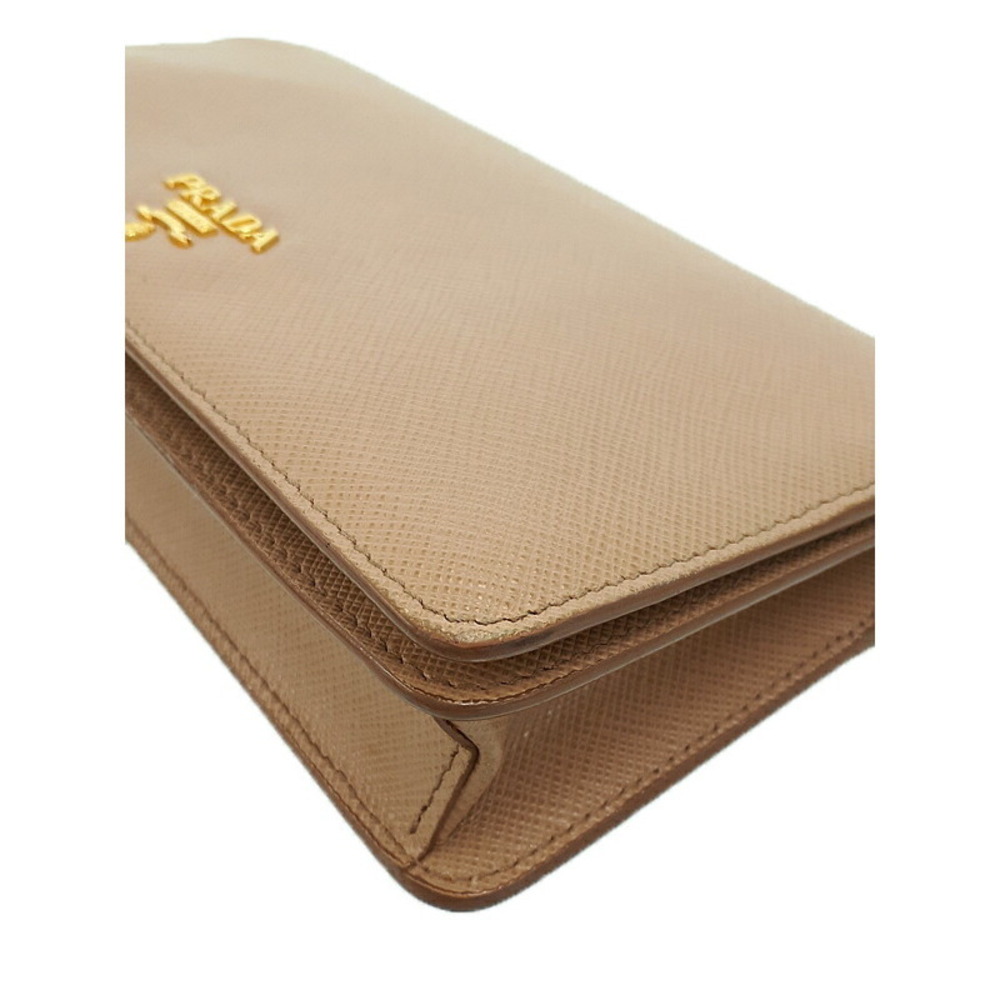 Prada White Saffiano Leather Shoulder Bag Brown - Picture 9 of 9